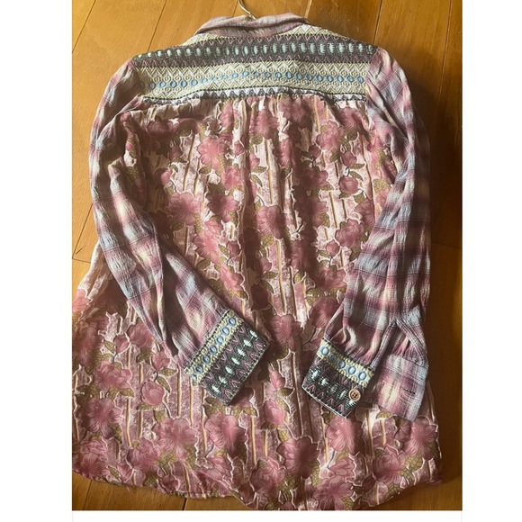 Soft surroundings Plaid Button-Up Shirt with Floral Accents - Picture 7 of 7